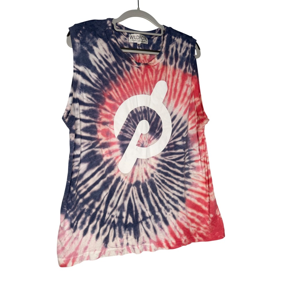 Wildfox x Peloton tie dye sleeveless red and blue tank top